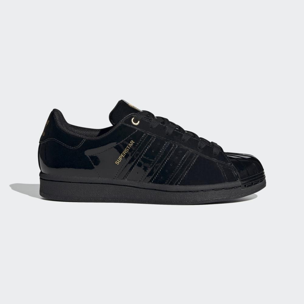 Adidas Women's Superstar Metal Toe Shell Toe Originals Shoes Black/Gold Metal Ireland FV3299